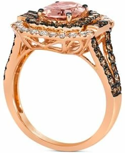 Le Vian Peach Morganite (1-1/3 Ct. T.w.) & Diamond (1-1/4 Ct. T.w.) Halo Split Shank Ring In 14k Rose Gold -rings shop 23520528 fpx