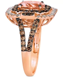 Le Vian Peach Morganite (1-1/3 Ct. T.w.) & Diamond (1-1/4 Ct. T.w.) Halo Split Shank Ring In 14k Rose Gold -rings shop 23520529 fpx