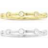 Macy's 2-Pc. Set Cubic Zirconia Bezel Stack Rings In Sterling Silver & 14k Gold-Plate