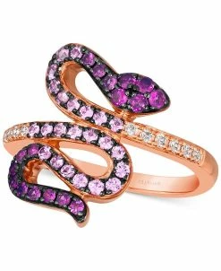 Le Vian Strawberry Ombré (5/8 Ct. T.w.) & White Sapphire (1/10 Ct. T.w.) Snake Ring In 14k Rose Gold