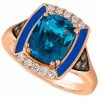 Le Vian Deep Sea Blue Topaz (2-1/2 Ct. T.w.), Nude Diamonds (1/6 Ct. T.w.) & Chocolate Diamonds (1/8 Ct. T.w.) Statement Ring In 14k Rose Gold