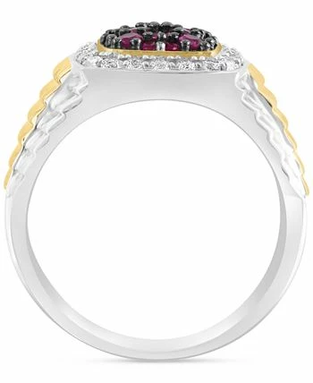 EFFY Collection ® Men's Ruby (1/2 Ct. T.w.) & White Topaz (3/8 Ct. T.w.) Halo Ring In Sterling Silver And 14k Gold-Plate 3 EFFY Collection ® Men's Ruby (1/2 Ct. T.w.) & White Topaz (3/8 Ct. T.w.) Halo Ring In Sterling Silver And 14k Gold-Plate - Image 3