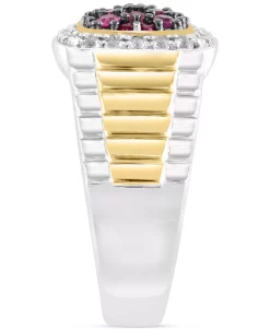 EFFY Collection ® Men's Ruby (1/2 Ct. T.w.) & White Topaz (3/8 Ct. T.w.) Halo Ring In Sterling Silver And 14k Gold-Plate 8 EFFY Collection ® Men's Ruby (1/2 Ct. T.w.) & White Topaz (3/8 Ct. T.w.) Halo Ring In Sterling Silver And 14k Gold-Plate -rings shop 23532846 fpx