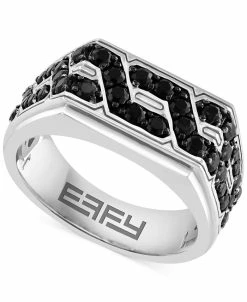EFFY Collection ® Men's Black Spinel Chain Link Ring (3/8 Ct. T.w.) In Sterling Silver