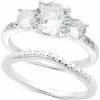 Charter Club Silver-Tone Cubic Zirconia Engagement Ring & Wedding Band Bridal Set, Created For Macy's
