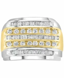 EFFY Collection ® Men's Diamond Baguette & Round Multirow Ring (1 Ct. T.w.) In 10k Two-Tone Gold -rings shop 23598289 fpx