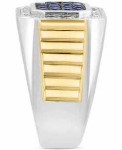 EFFY Collection ® Men's Sapphire (7/8 Ct. T.w.) & White Sapphire (1/5 Ct. T.w.) Cluster Halo Ring In Sterling Silver & 18k Gold-Plate 7 EFFY Collection ® Men's Sapphire (7/8 Ct. T.w.) & White Sapphire (1/5 Ct. T.w.) Cluster Halo Ring In Sterling Silver & 18k Gold-Plate -rings shop 23599010 fpx