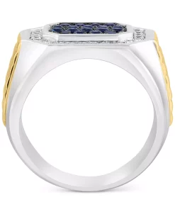 EFFY Collection ® Men's Sapphire (7/8 Ct. T.w.) & White Sapphire (1/5 Ct. T.w.) Cluster Halo Ring In Sterling Silver & 18k Gold-Plate 8 EFFY Collection ® Men's Sapphire (7/8 Ct. T.w.) & White Sapphire (1/5 Ct. T.w.) Cluster Halo Ring In Sterling Silver & 18k Gold-Plate -rings shop 23599011 fpx