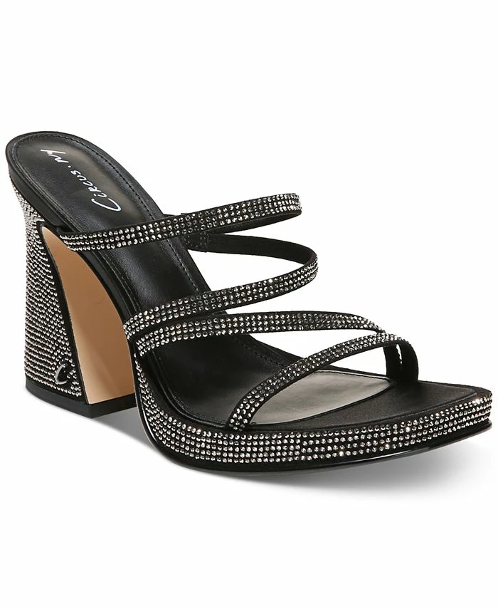 Circus NY Hanson Strappy Rhinestone Flared-Heel Sandals 1 Circus NY Hanson Strappy Rhinestone Flared-Heel Sandals