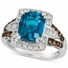 Le Vian Chocolatier® Deep Sea Blue Topaz (2-1/2 Ct. T.w.) & Diamond (5/8 Ct. T.w.) Halo Ring In 14k White Gold