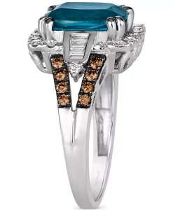 Le Vian Chocolatier® Deep Sea Blue Topaz (2-1/2 Ct. T.w.) & Diamond (5/8 Ct. T.w.) Halo Ring In 14k White Gold -rings shop 23628932 fpx