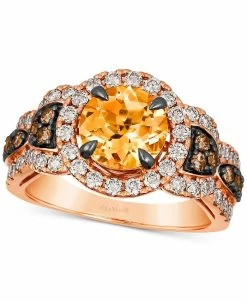 Le Vian Cinnamon Citrine (1-7/8 Ct. T.w.) & Diamond (1-1/20 Ct. T.w.) Halo Ring In 14k Rose Gold