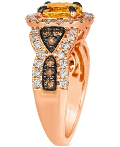 Le Vian Cinnamon Citrine (1-7/8 Ct. T.w.) & Diamond (1-1/20 Ct. T.w.) Halo Ring In 14k Rose Gold -rings shop 23629726 fpx