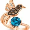 Le Vian Deep Sea Blue Topaz (1-3/8 Ct. T.w.) & Diamond (1/3 Ct. T.w.) Hummingbird Ring In 14k Rose Gold