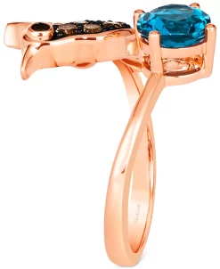 Le Vian Deep Sea Blue Topaz (1-3/8 Ct. T.w.) & Diamond (1/3 Ct. T.w.) Hummingbird Ring In 14k Rose Gold -rings shop 23642521 fpx