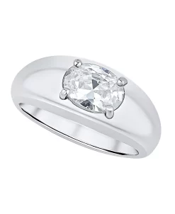 And Now This Cubic Zirconia Fine Silver-Plated Oval Ring