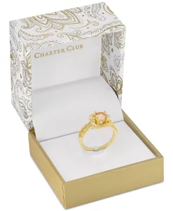 Charter Club Gold-Tone Cubic Zirconia Knot Flower Ring, Created For Macy's -rings shop 23850425 fpx