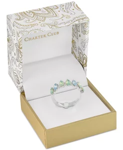 Charter Club Silver-Tone Multicolor Crystal Band Ring, Created For Macy's -rings shop 23850439 fpx
