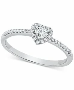 Macy's Diamond Heart Halo Engagement Ring (1/4 Ct. T.w.) In 14k White, Yellow Or Rose Gold