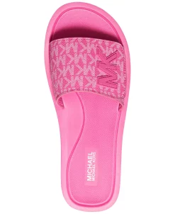 Michael Kors Women's MK Signature Logo Pool Slide Sandals -rings shop 23892601 fpx