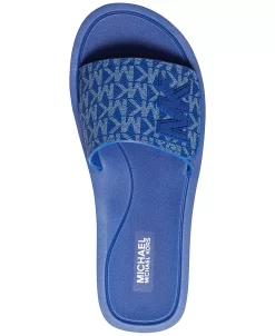 Michael Kors Women's MK Signature Logo Pool Slide Sandals -rings shop 23892607 fpx