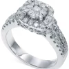 EFFY Collection Bouquet By EFFY® Diamond Square Halo Engagement Ring In 14k White Gold (1-1/4 Ct. T.w.)