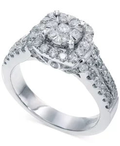 EFFY Collection Bouquet By EFFY® Diamond Square Halo Engagement Ring In 14k White Gold (1-1/4 Ct. T.w.)