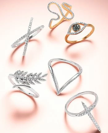 Wrapped Diamond V-Shaped Ring In 10k White Gold (1/6 Ct. T.w.), Created For Macy's 6 Wrapped Diamond V-Shaped Ring In 10k White Gold (1/6 Ct. T.w.), Created For Macy's - Image 6