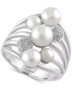 EFFY Collection ® Cultured Freshwater Pearl (4mm-6.5mm) And Diamond Accent Ring In Sterling Silver