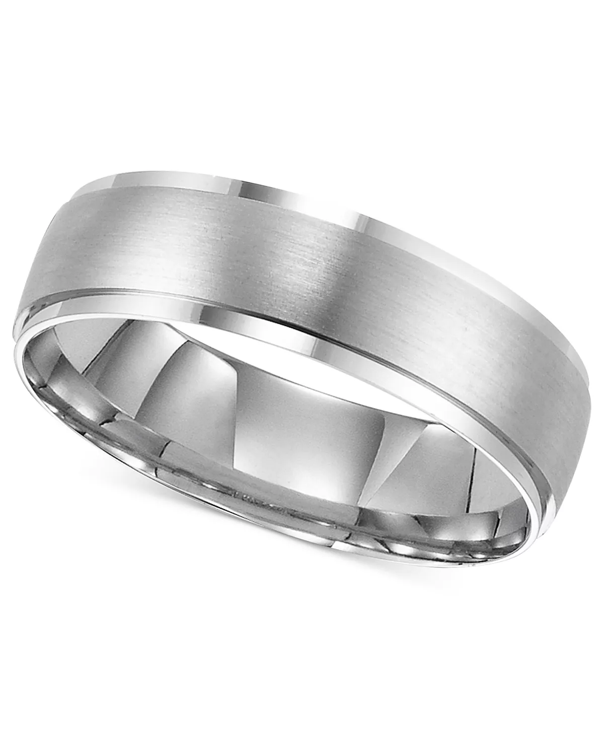 Macy's 14k White Gold Brushed Finish Wedding Band 1 Macy's 14k White Gold Brushed Finish Wedding Band