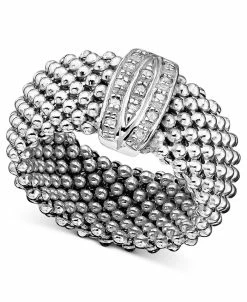 Macy's Sterling Silver Ring, Diamond Mesh (1/8 Ct. T.w.)