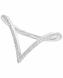 Wrapped Diamond V-Shaped Ring In 10k White Gold (1/6 Ct. T.w.), Created For Macy's
