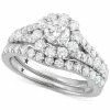 Macy's Diamond Halo Bridal Set (2 Ct. T.w.) In 14k White Gold
