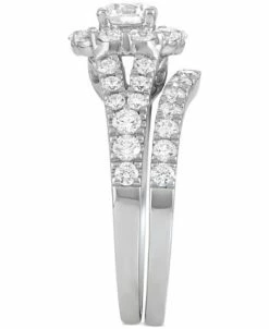 Macy's Diamond Halo Bridal Set (2 Ct. T.w.) In 14k White Gold -rings shop 9026004 fpx