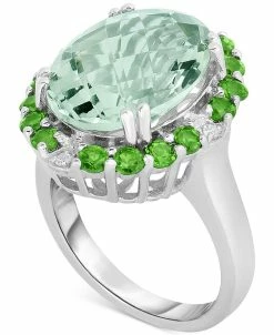 Macy's Ulti-Gemstone (9 Ct. T.w.) & Diamond Accent Statement Ring In Sterling Silver