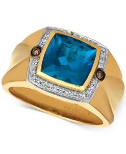 Le Vian Gents™ Men's London Blue Topaz (4-1/8 Ct. T.w.) & Diamond (1/5 Ct. T.w.) Ring In 14k Gold