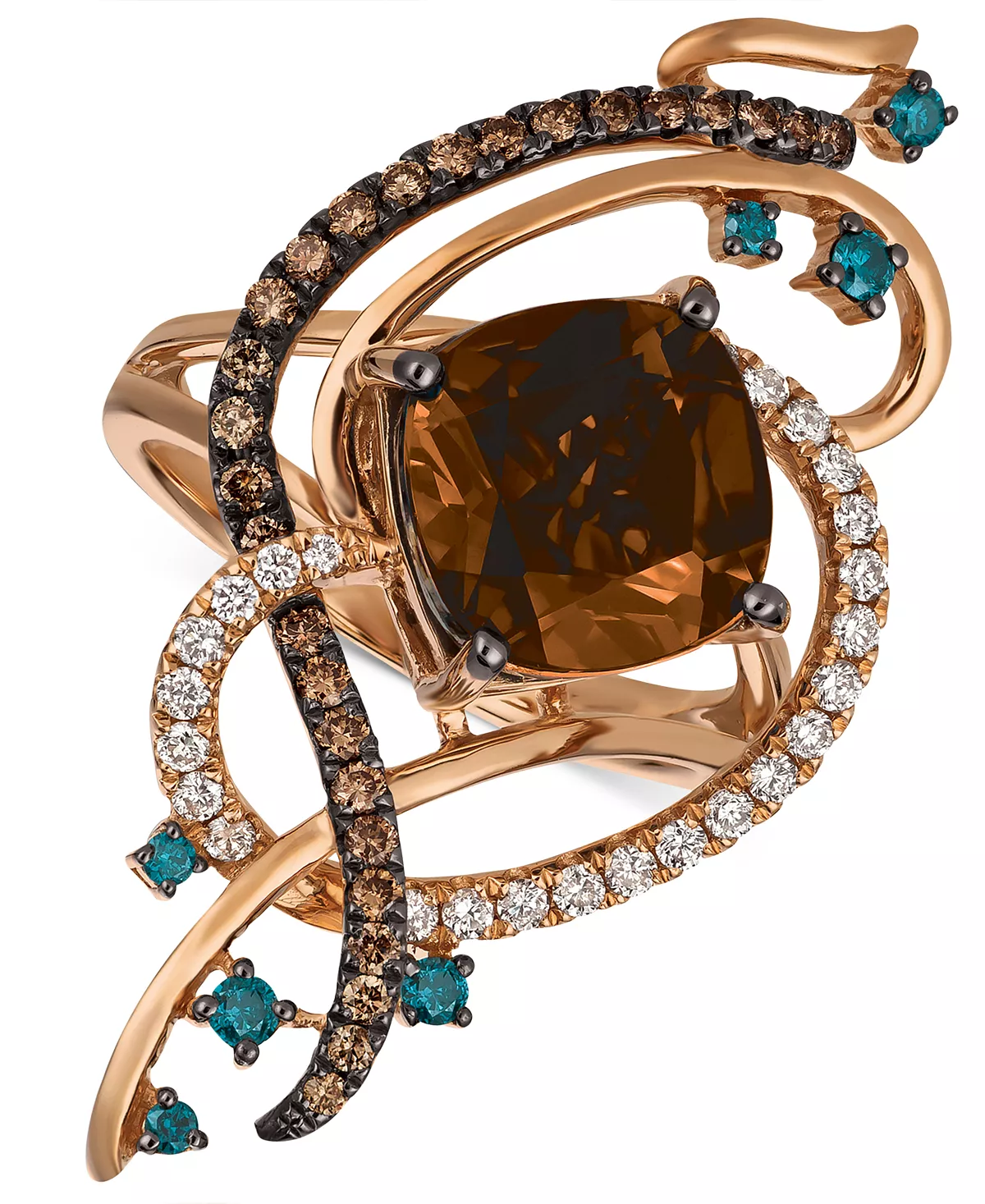 Le Vian Exotics® Crazy Collection® Chocolate Quartz® (3-3/4 Ct. T.w.) & Diamond (3/4 Ct. T.w.) Statement Ring In 14k Rose Gold 1 Le Vian Exotics® Crazy Collection® Chocolate Quartz® (3-3/4 Ct. T.w.) & Diamond (3/4 Ct. T.w.) Statement Ring In 14k Rose Gold
