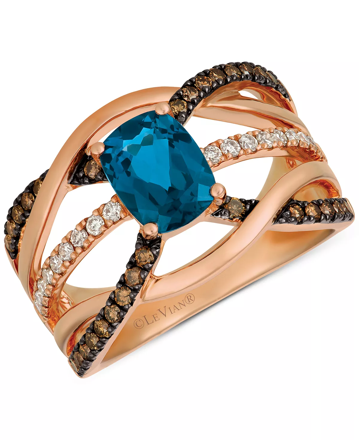 Le Vian Nude™ Deep Sea Blue Topaz™ (1-3/8 Ct. T.w.) & Diamond (1/2 Ct. T.w.) Ring In 14k Rose Gold 1 Le Vian Nude™ Deep Sea Blue Topaz™ (1-3/8 Ct. T.w.) & Diamond (1/2 Ct. T.w.) Ring In 14k Rose Gold