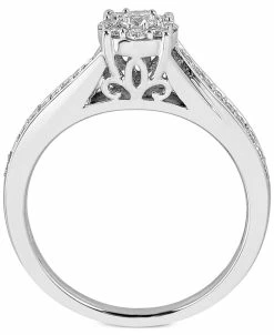 Macy's Diamond Halo & Pavé Bridal Set (1/2 Ct. T.w.) In 14k White Or Yellow Gold -rings shop 9769344 fpx