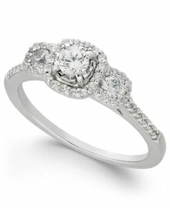 Macy's Diamond Triple Halo Engagement Ring (1/2 Ct. T.w.) In 14k White Gold