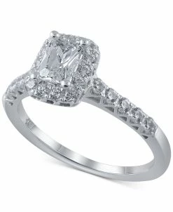 Macy's Diamond Emerald Cut Halo Engagement Ring (1-1/5 Ct. T.w.) In 14k White Gold